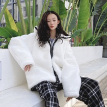 XOXO goods king GOODBOY plush coat behind the blue label big logo environmental protection fur cotton coat Cai Xu Kun with the same paragraph