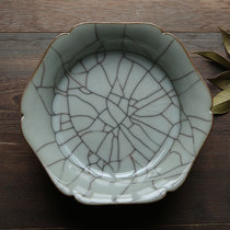 Green Porcelain Famous Division All Hand Imitation South Song Official Kilo Kiln Kao Kilo Open Sheet Sunflower Pen Washing and Golden Comfort work Collection