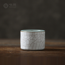 The meritocratic green porcelain Xu Jius full handmade Puer Puer tea drinking cup tea cup soup swallowing the Ru kiln to open the sheet to bring out a finger cup collection