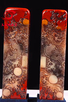 Shoushan Stone Alpine Stone Dahongpao Couple Seal Cinnabar Red Laos Stone Dragon Teng Shengshi Seal Gift Collectible