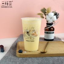Net red 90 caliber disposable milk tea cup plastic thickened fruit tea beverage takeaway package with custom logo