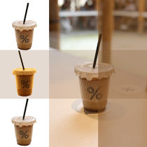ins disposable coffee with lid transparent pet plastic cold drink cup milk tea American take-off packing commercial set