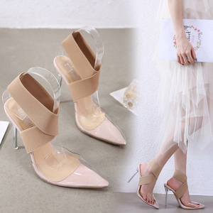 style simple transparent and sexy high-heeled sandals 