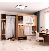 Solid wood multi-function combination bed Youth hostel bed upper and lower closed multi-layer board partition attic new apartment bed