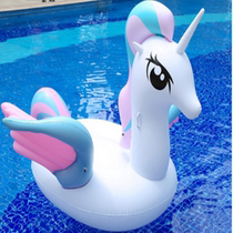Foreign trade ins inflatable pony Polo Mount floating bed rainbow horse color wing unicorn swimming ring net red photo