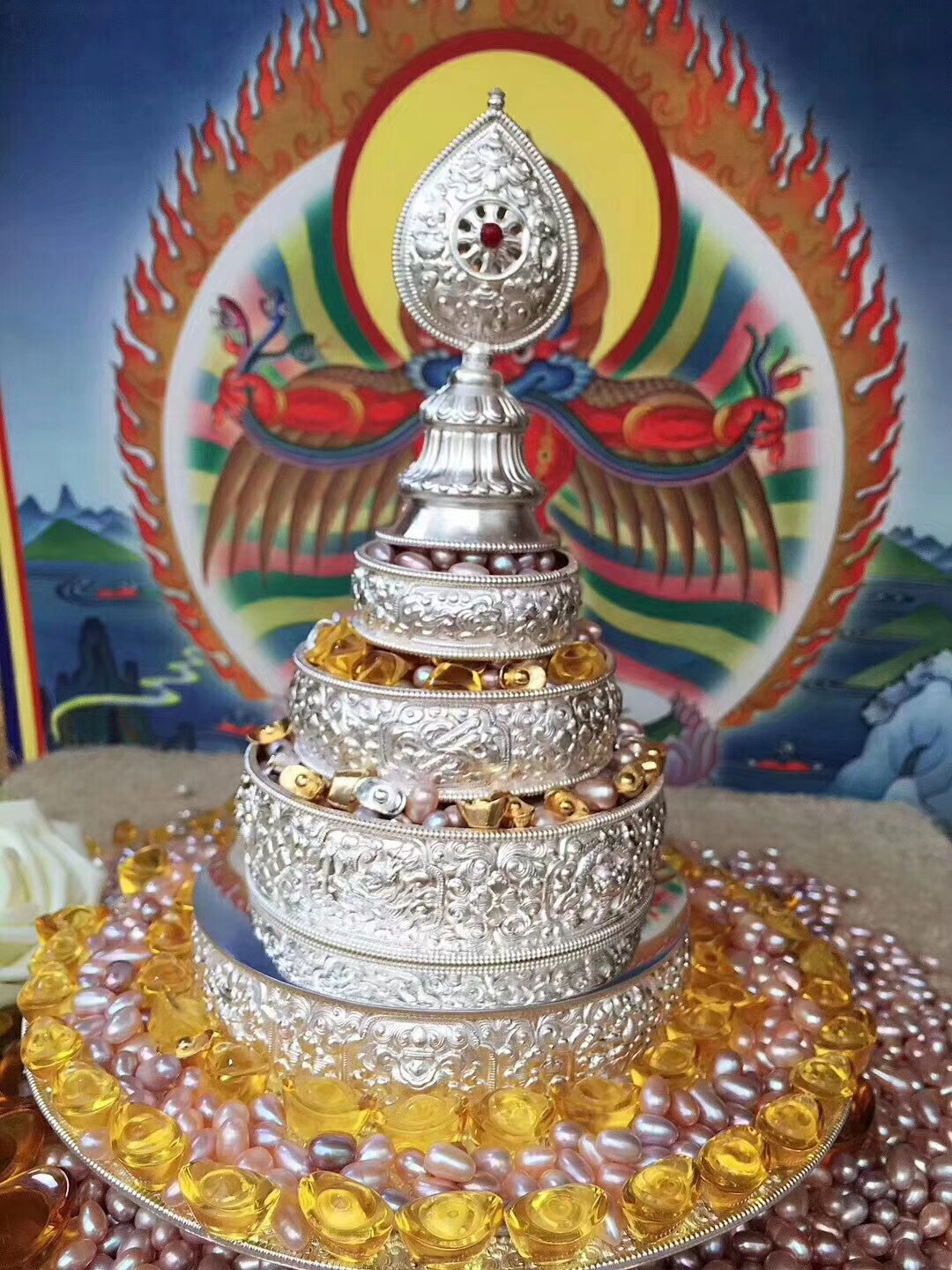 三漫陀佛教礼供珍珠曼扎供佛七宝石无孔散珠裸珠装藏安炉水晶碎石