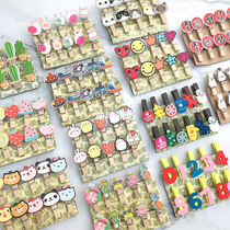 Cartoon small wood clip ins Net red decorative note clip hemp rope photo wall fairy student mini stationery message clip