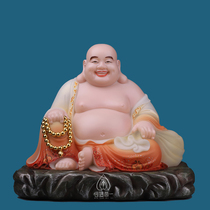 wu dao wide-body Maitreya laughing Buddha wei lai fo Idol White Marble Crafts lucky high-end living room desktop ornaments