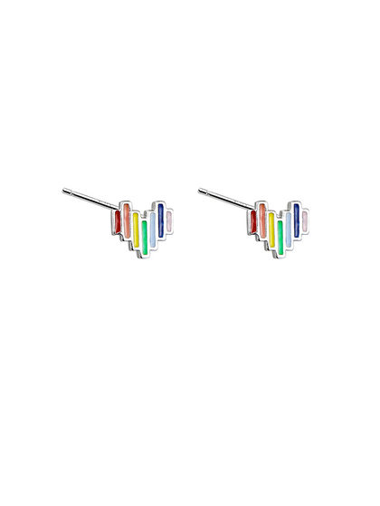 925 스털링 실버 레인보우 하트 이어링 여성을위한 단순하고 작은 귀걸이가 자면서 이륙하지 않고 925 스털링 실버 레인보우 하트 이어링 여성을위한 단순하고 작은 귀걸이가 자면서 이륙하지 않고