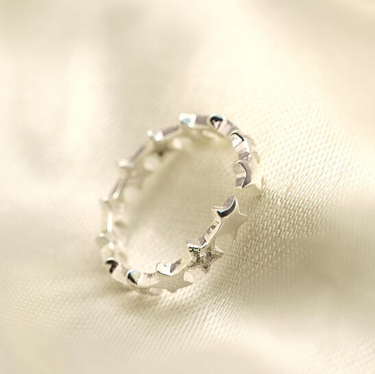 925 Sterling Silver 귀엽고, 세련되고 우아하며, 신선한 별, 별이 가득한 별, 여성용 다이아몬드 감동 반지, 안티 알레르기 성 925 Sterling Silver 귀엽고, 세련되고 우아하며, 신선한 별, 별이 가득한 별, 여성용 다이아몬드 감동 반지, 안티 알레르기 성