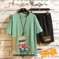 junior high school students 12-15 year old kids short sleeve t shirt set 13 handsome summer clothes 14 boys pure cotton clothes set