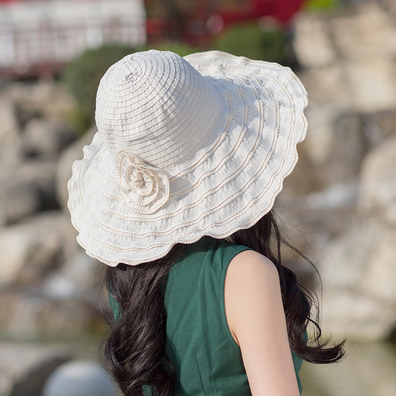 凉帽女夏季草编遮阳帽防晒遮脸可折叠沙滩防紫外线女士时尚太阳帽