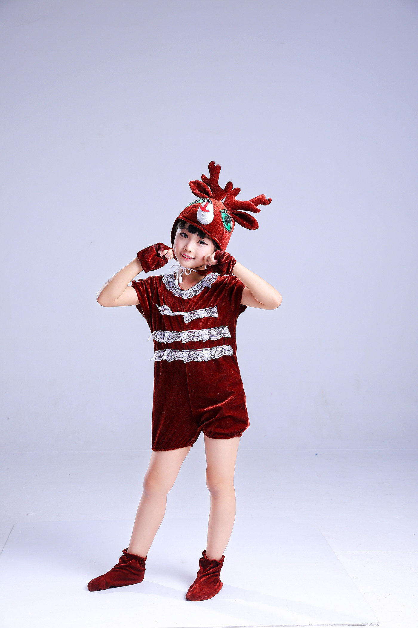 儿童小鹿动物表演服装梅花鹿服卡通麋鹿演出服舞蹈舞台六一小鹿服