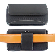 Durable mobile phone hanging running bag men wearing leather belt shell horizontal cross belt leather bag canvas magic clasp for the elderly