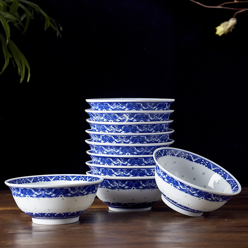 Jingdezhen ceramic glaze and exquisite dishes of blue and white porcelain tableware under 4.5 "5" 6 "rice bowls rainbow such as bowl soup bowl