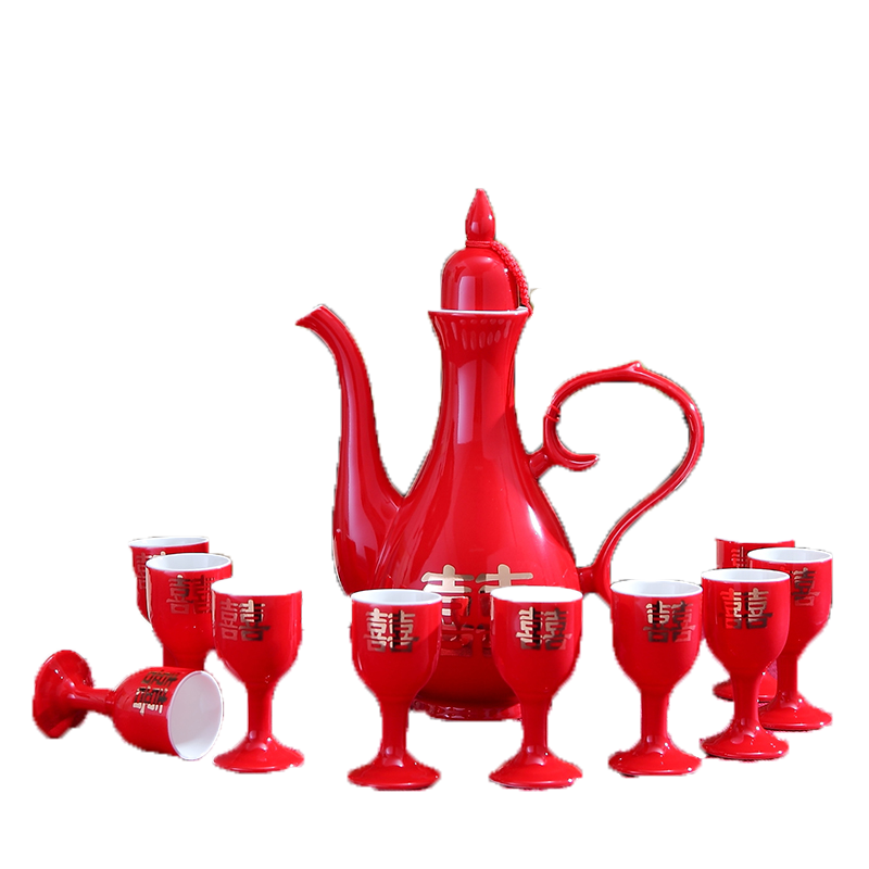 Mary wedlock wine cup of Chinese red wedding wine suits for a bigger glass ceramic wine pot liquor