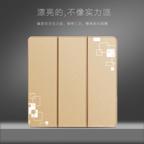 Wall 86 Triple Open Single Link Switch Socket Panel Champagne Gold Power Switch Socket panel M3 Three open single control
