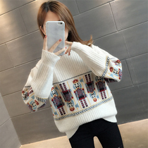 Semi-turtleneck sweater women 2021 New loose wear autumn and winter thick knitted base shirt fashion burst top