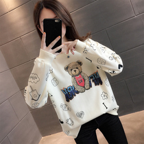 Early autumn bear sweater womens 2021 New tidal Ocean Air small man European spring and autumn thin coat coat top