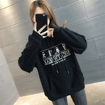 Black plus velvet padded sweater women 2021 new autumn and winter loose European coat small man Foreign style coat
