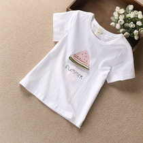 Girls short-sleeved T-shirt 2021 summer childrens white summer half-sleeved cotton T-shirt