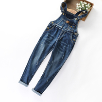 Girls Cowboy Strap Spring and Autumn 2021 New Fashion Little Girl Jeans Women Children Autumn Pants