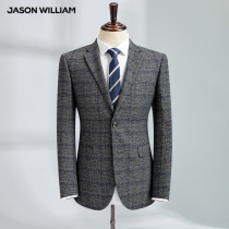 Suit jacket male middle-aged dad outfit autumn and winter plaid casual top single West loose middle-aged trend suit