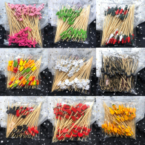 Disposable fruit stick bamboo stick KTV dim sum Art sign Western restaurant decoration flower sign fruit insert hamburger special sign