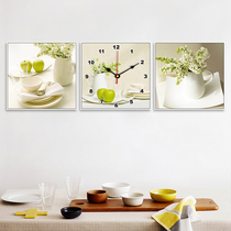 Modern living room meter box decorative painting simple dining room triple painting sofa background wall frameless painting hanging clock mural