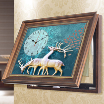 American meter box decorative painting with clock blocking living room dining room hydraulic distribution box non-perforated switch box mural