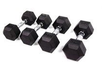 Commercial dumbbells Mens rubber-coated dumbbells fixed suit Home fitness equipment unit Gym hexagonal dumbbells