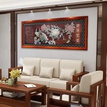 Solid wood plaque Living room decoration painting Chinese sofa background wall painting Dining room framed painting three-dimensional relief painting hanging painting