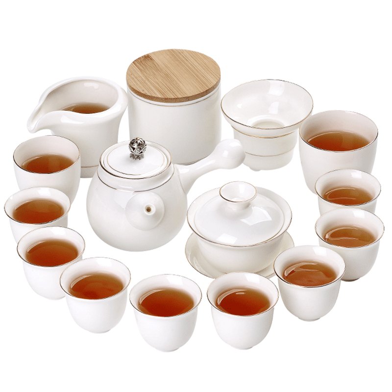 JiaXin dehua white porcelain kung fu tea teapot tea cups home office of a complete set of tea sets