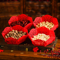 Fei Xuni creative wedding supplies love happy characters Chinese non-woven fruit plate wedding banquet props red festive pastry plate