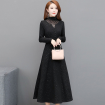 Base dress 2021 autumn and winter New Light mature style Foreign style slim body with velvet thickened warm temperament skirt