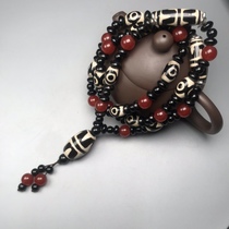 Tibet natural old Agate Pearl necklace tantric Zongcai three-eyed Tiger tooth celestial bead necklace Buddha beads National Style Fresh