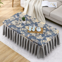 Tea table cloth rectangular living room fabric lace tea table cover simple modern tablecloth household dustproof cover towel solid color