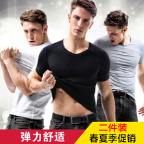 T-shirt mens vest thin underwear mens short-sleeved solid color modal cotton round neck slim bottoming undershirt bottoming shirt
