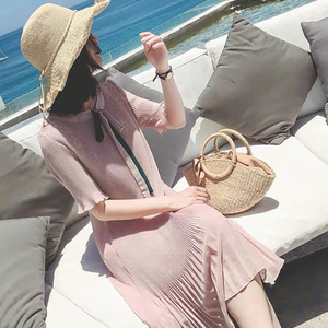 2019夏装新款雪纺连衣裙女温柔裙气质显瘦超仙冷淡风黑色慵懒裙子