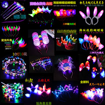 Creative luminous headdress Bull horn light Hair card hair band concert hair band led light luminous wreath with light flash rabbit ears