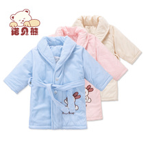 Childrens nightgown coral velvet autumn and winter thickened female newborn baby pajamas Baby boy bathrobe winter thick 1-2-3 years old 0