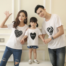 parent-child summer clothing 2022 new trendy family three-piece short sleeve t-shirt family clothing mother and daughter love heart kindergarten spring clothing