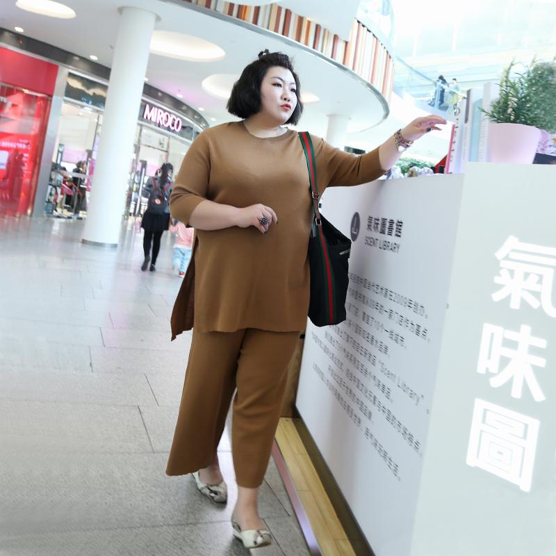大码阔腿裤套装 加肥200斤胖mm时装款 2017春新潮搭ol  木子理想