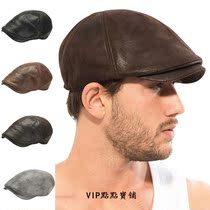 Korea makes imported fashion Harley men and women Berehat retro nostalgia flat top report child cap artificial leather all sizes