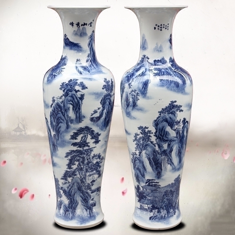 Blue and white porcelain of jingdezhen ceramics yunshan xiufeng sitting room of large vase household study flower arranging office furnishing articles