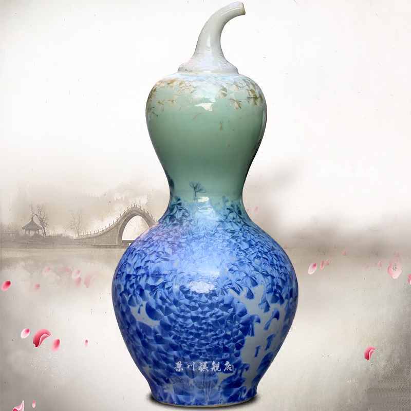 Jingdezhen crystalline glaze up landing big gourd bottle of feng shui furnishing articles furnishing articles home craft adornment porcelain