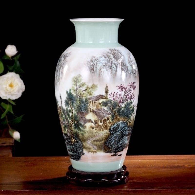 Jingdezhen ceramics khe sanh vase household living room office study Chinese fishing figure mesa place adorn article