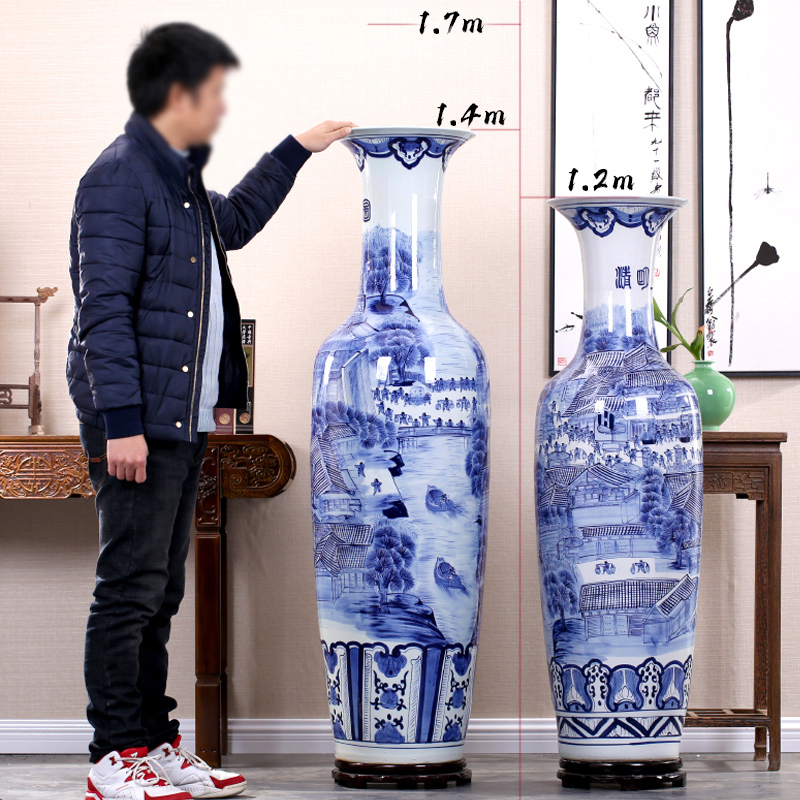 Jingdezhen antique painting porcelain clear large sitting room of large vases, ceramic flower, adornment is placed