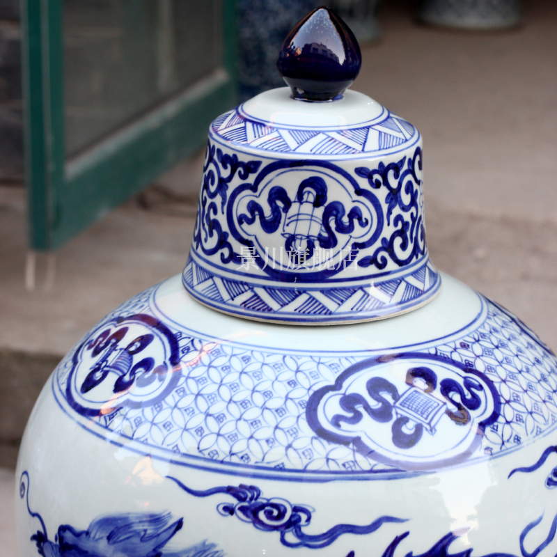 Extra large general jar of jingdezhen porcelain pottery imitation of classic blue and white porcelain "the fairy sitting room party furnishing articles temple