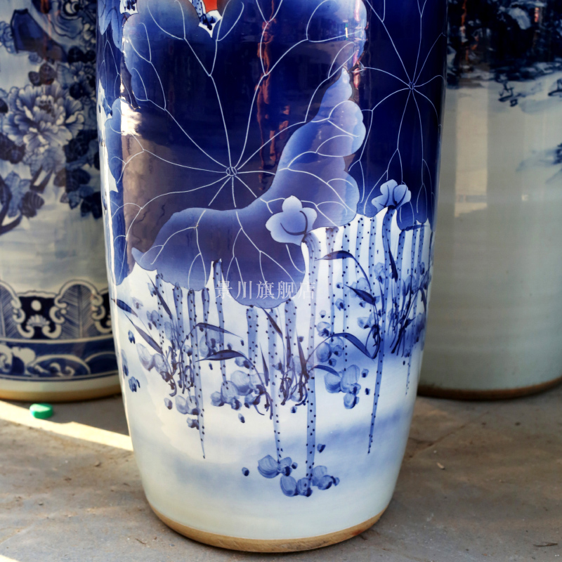 Hand made lotus fish landing big vase quiver of jingdezhen ceramics for wining years home sitting room hotel furnishing articles